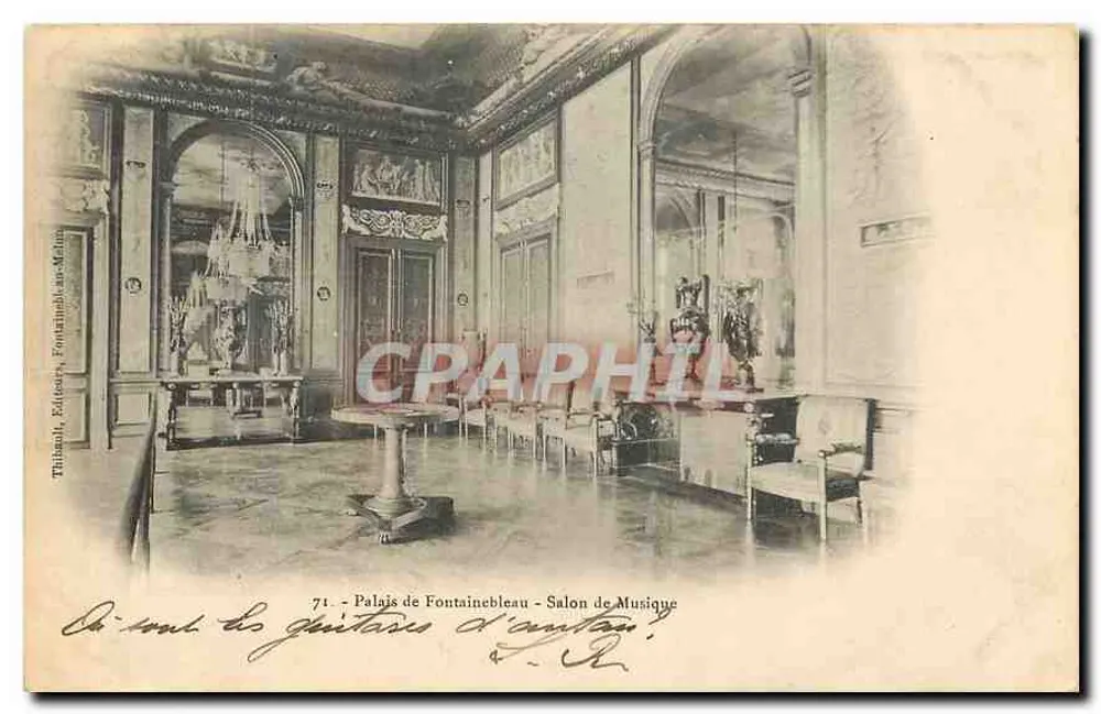 Palais de Fontainebleau - Salon de Musique — Thibault, Éditeurs, Fontainebleau, n°71 - Recto