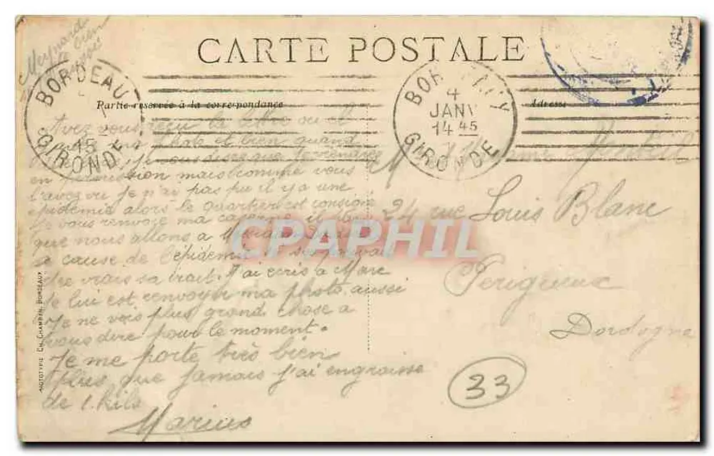 Bordeaux — Casa de Xaintrailles — C.B. — n°183 - Verso