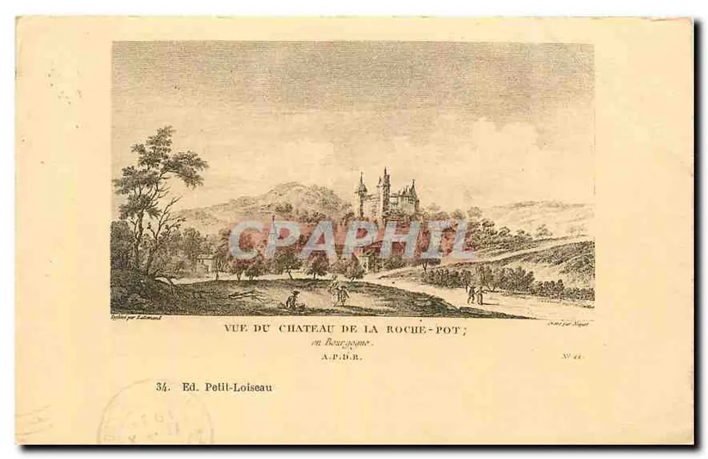 Vue du château de La Roche-Pot — Bourgogne — Ed. Petit-Loiseau, N° 44 - Recto