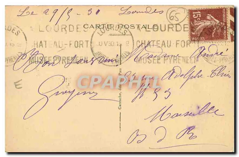 Lourdes — A Missa dos Milagrosos — C.G. 8, n°45 - Verso