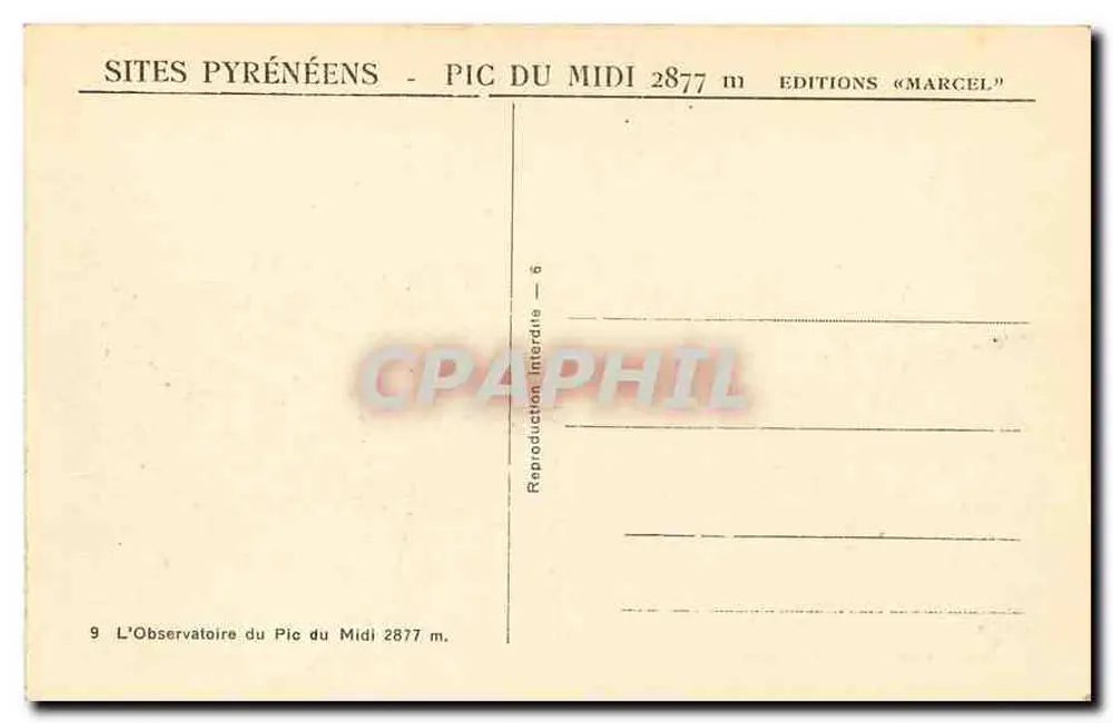 ओब्जर्वेटोरी ऑफ़ पिक डू मिडी — 2877 मीटर — एडिशन्स « मार्सेल » - पीछे