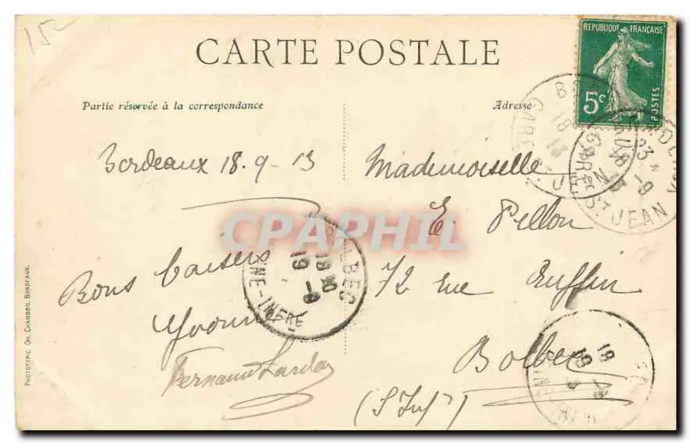 Bordeaux — Flecha de São Miguel — C. B. - Verso