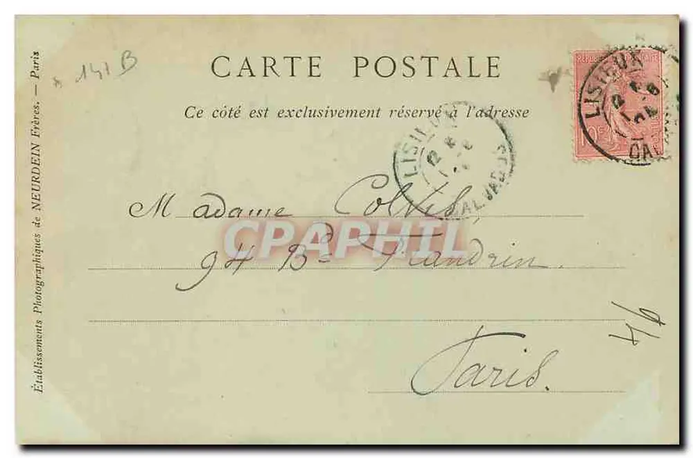 Lisieux — Casa do Século XVI, chamada de Salamandra, rua aux Feuves — Labraririe Papeterie Albert GILLENTE, 10, Rue Pont-Mortain, Lisieux - Verso