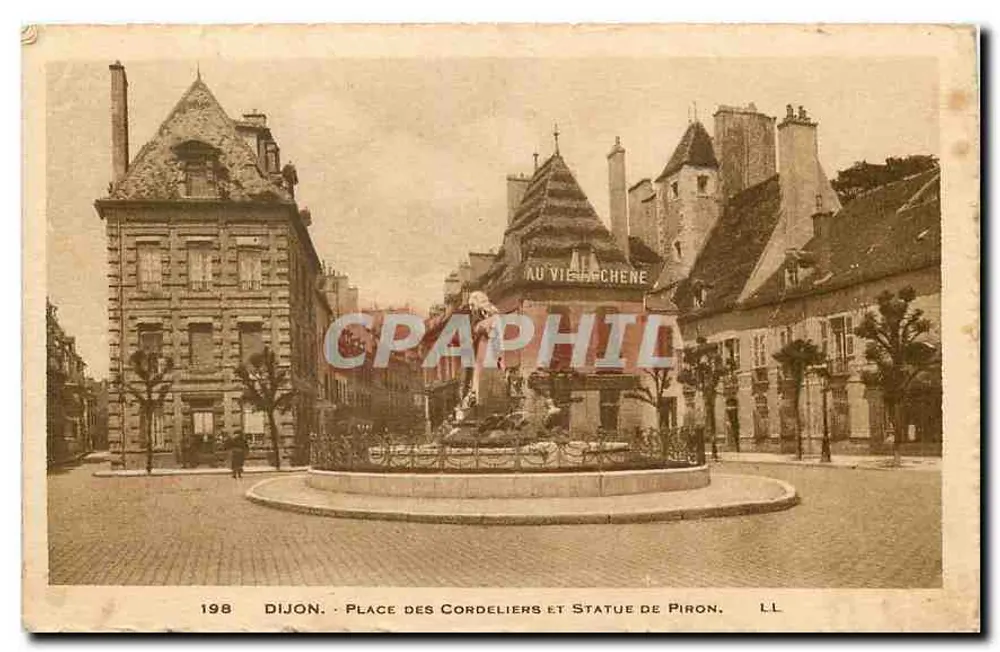 Dijon - Place des Cordeliers et Statue de Piron — L.L. n°198 - Recto