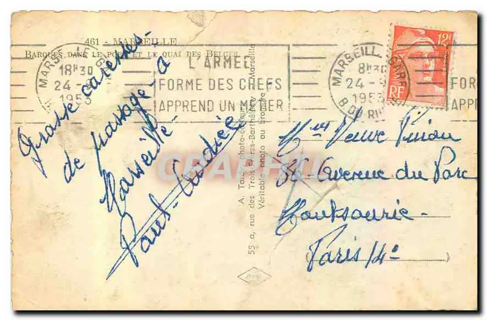 Boote am Hafen und am Kai der Belgier — Marseille — Éditeur Ary - Rückseite
