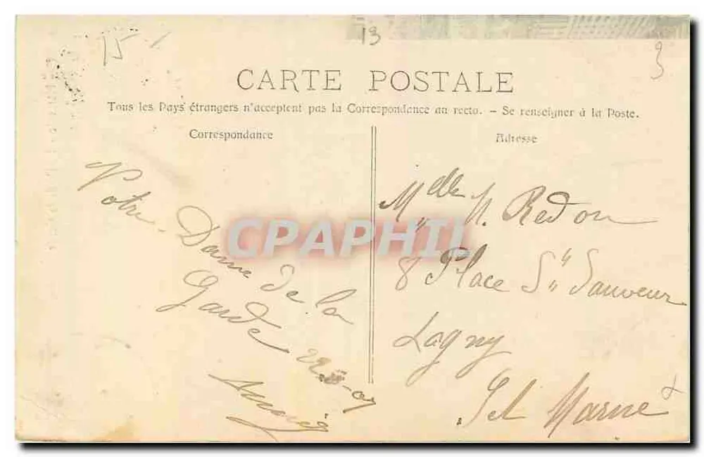 Marseille - N.D. de la Garde — Wydawca R. Lugueur, n° 13 bis - Rewers