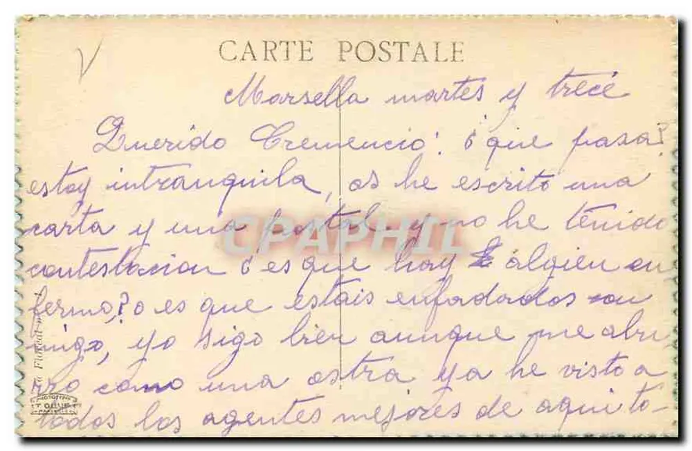 Marselha — Palácio Longchamp — editor Flory & Cie - Verso