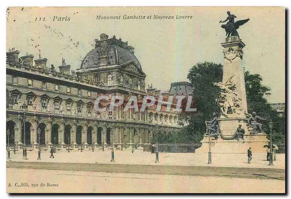 Monument Gambetta et Nouveau Louvre — Paris — A. C., 165, rue de Rome - Recto