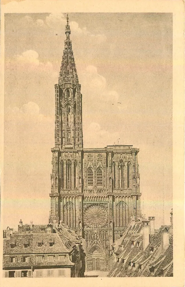 Catedral de Estrasburgo — vista da fachada e da flecha — Felix Linib, editor Estrasburgo - Frente