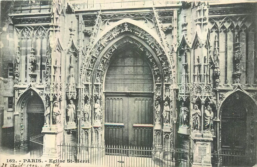 Paris - Igreja de Saint-Merri — fachada gótica decorada com estátuas — M. G. n° 162 - Frente