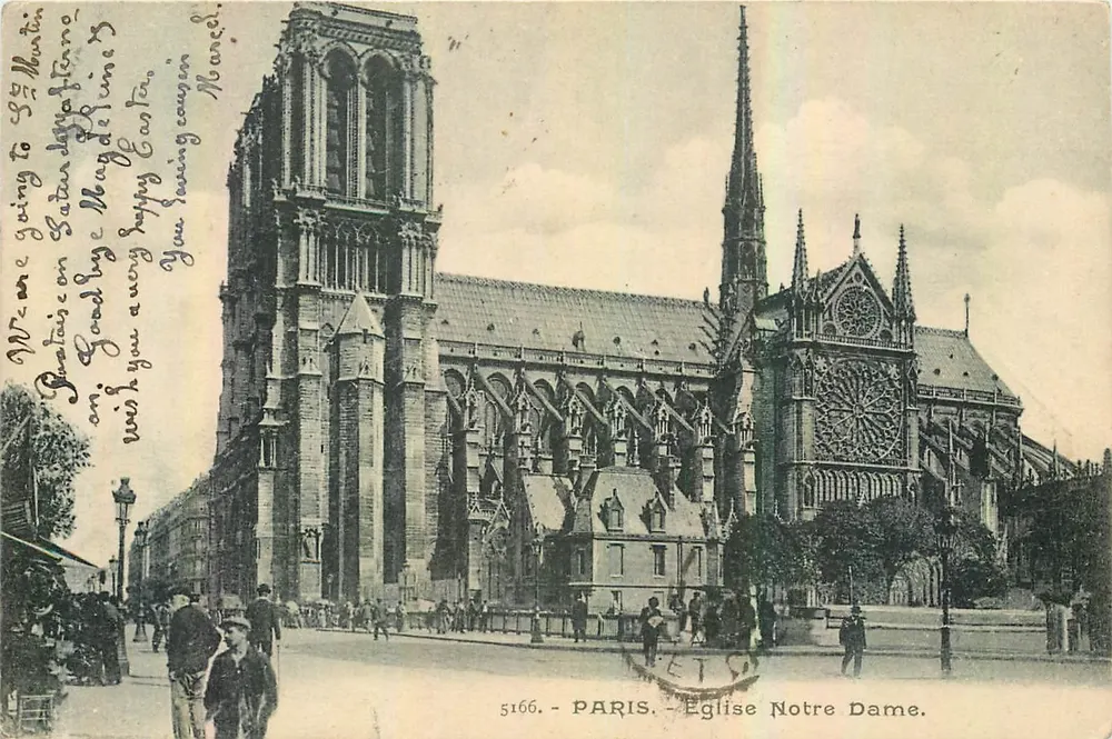 Paris - Igreja de Nossa Senhora — vista da fachada e da torre — editor anônimo, n° 5166 - Frente