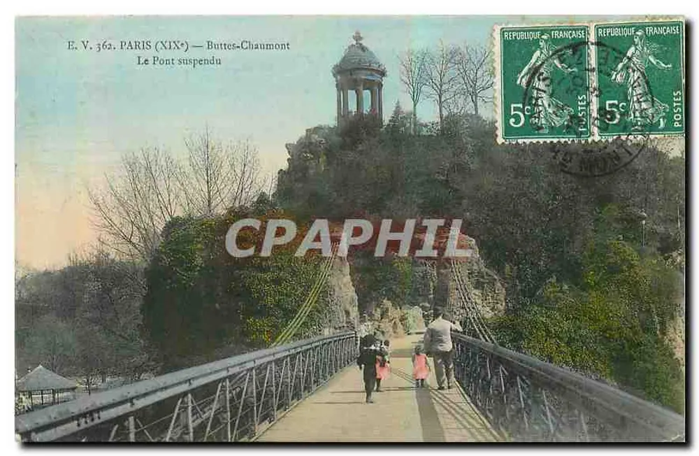 Paris (XIXe) — Buttes-Chaumont — Le Pont suspendu — E.V. 362 - Recto