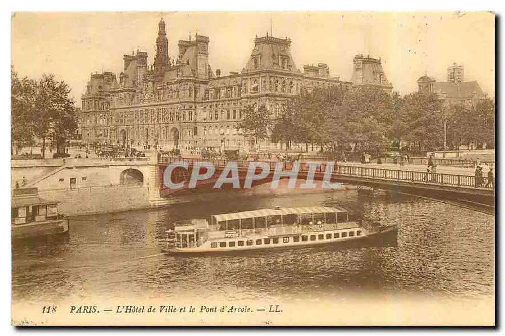 Paris — Das Rathaus und der Pont d'Arcole — LL. — Nr. 118 - Vorderseite