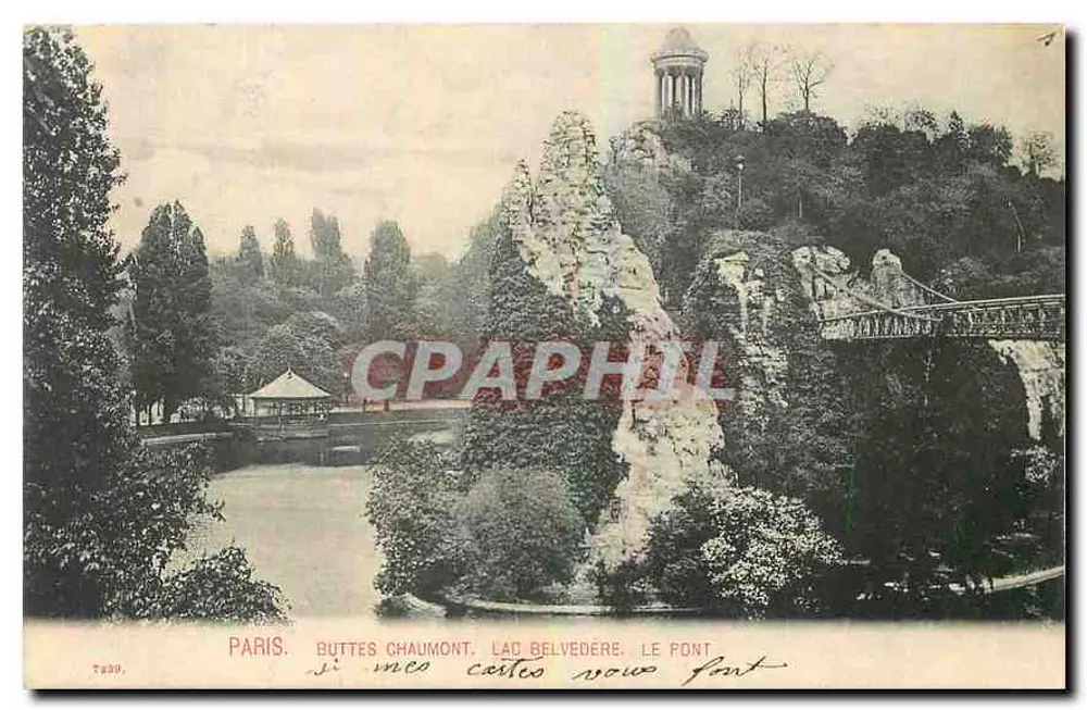 Paris. Buttes Chaumont. Lac Belvedère, Le Pont — Tardy - Recto