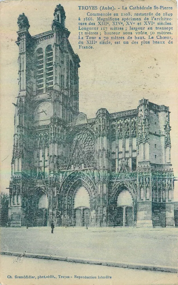 Troyes (Aube) - La Cattedrale di San Pietro — Ch. Granddidier, fot.-edit., Troyes - Recto