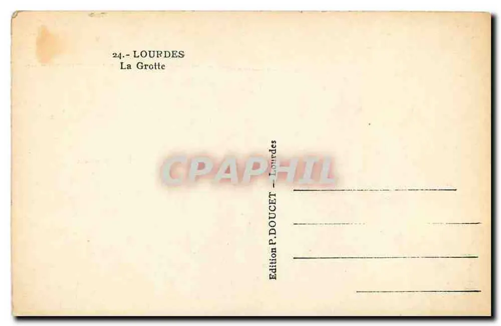 Lourdes — A Gruta — Edição P. Doucet - Verso