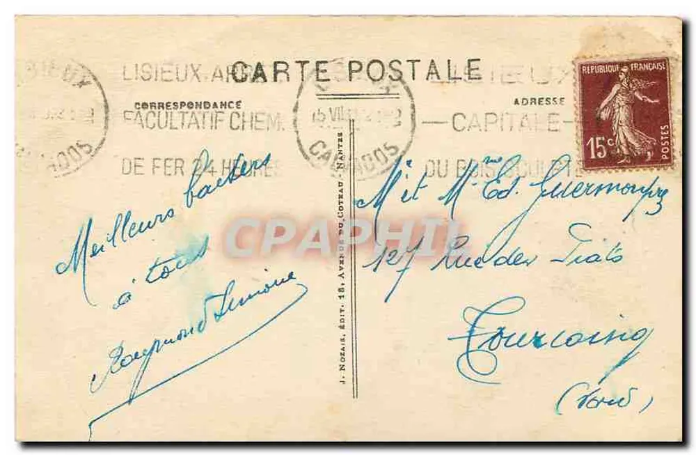 LISIEUX - Le Musée, un coin du Jardin Public — J. NOZAIRE, ÉDITEUR, N° 58 - Verso