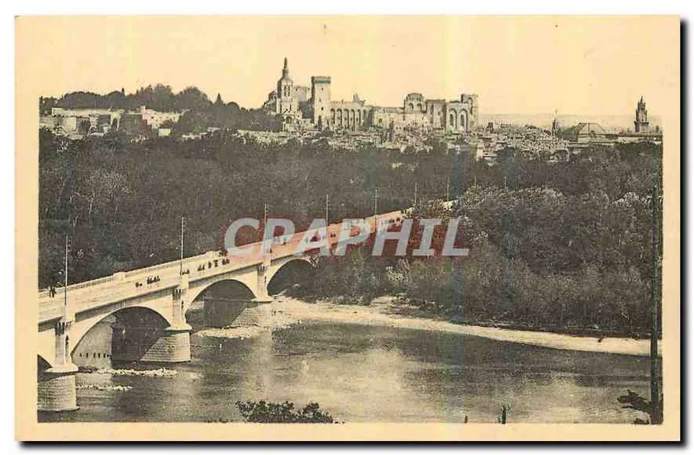 Avignon — Der Pont Villeneuve und das Palais des Papes - Vorderseite