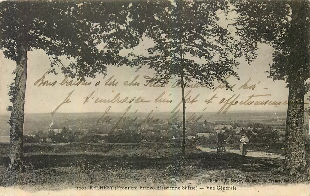 Réchesy (französisch-schweizerische Grenze) — Allgemeiner Blick — Ausgabe E. Mayer, 49, gedruckt in Frankreich, Belfort - Vorderseite