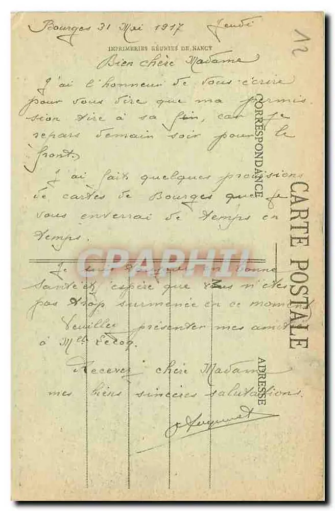 Bourges - A Catedral - Os 5 Portais — Imprimeries Réunies de Nancy, n°47 - Verso