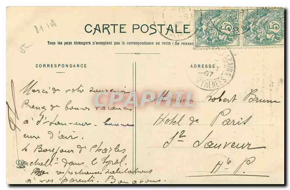 Schwarze Berg — Gouffre de Malamort, nahe Durfort (Tarn) — Service des Postes de l'Ancien Régime - Rückseite