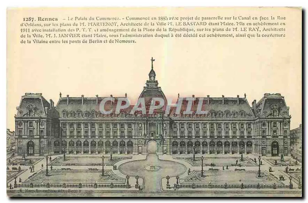Rennes - O Palácio do Comércio — construção e embelezamento da praça, editor H. Mars, Bonneville, edição Rennes - Frente