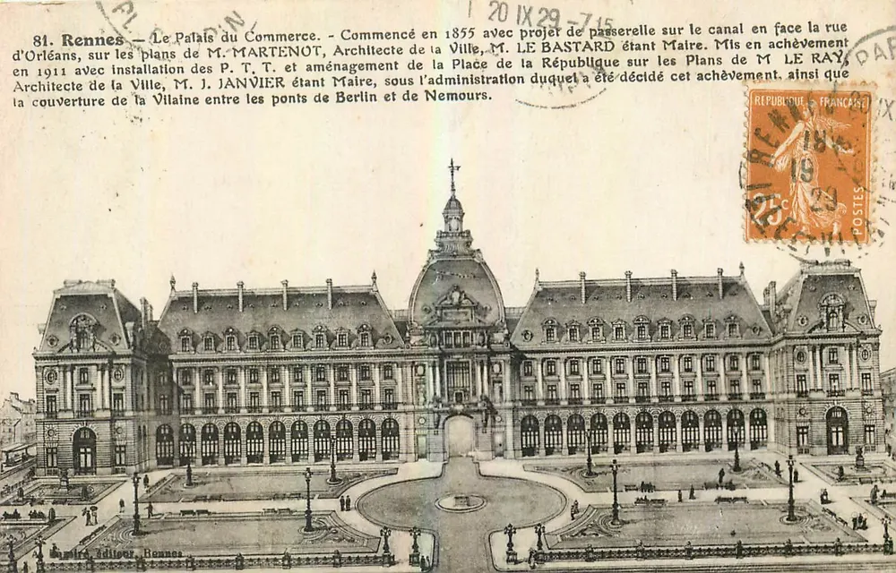 Rennes — O Palácio do Comércio — Editor Tidieux, Rennes, n°81 - Frente