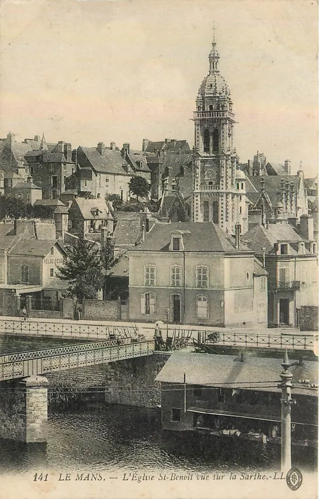 Le Mans — L'Église Saint-Benoît vue sur la Sarthe — Veloce-Beuze, n°141 - Recto