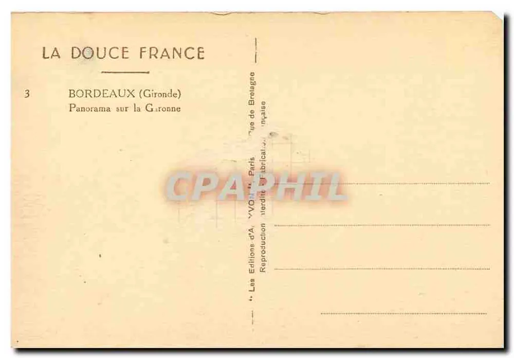 Bordeaux — Panorama sur la Gironde — Éditions de Brélagne - Verso
