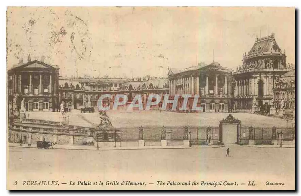 Versalhes — O Palácio e a Grade de Honra — LL. SELECTA - Frente