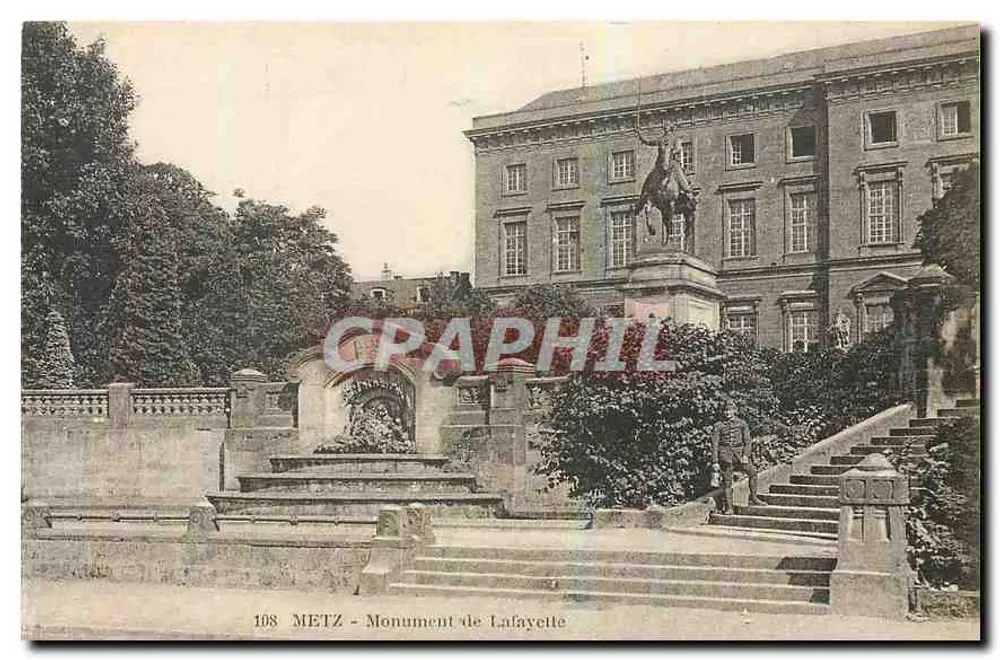 METZ - Monumento de Lafayette — editor E.H.L. Gruischer, n° 108 - Frente