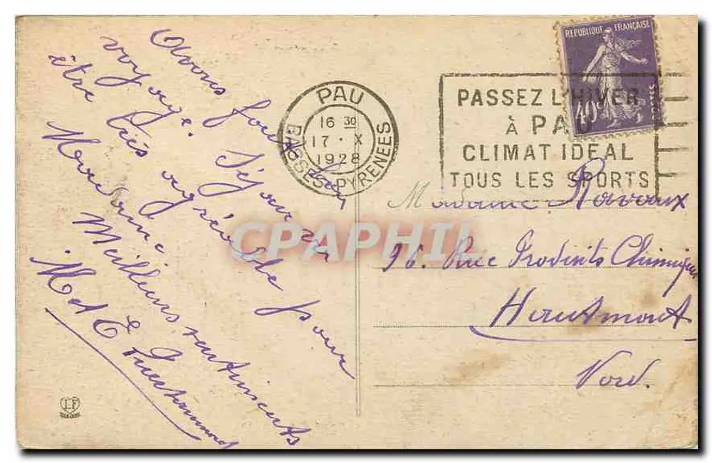 Pau — Vista geral do Gave — Tipo Lascourne Pérès Toulouse, n°6 - Verso