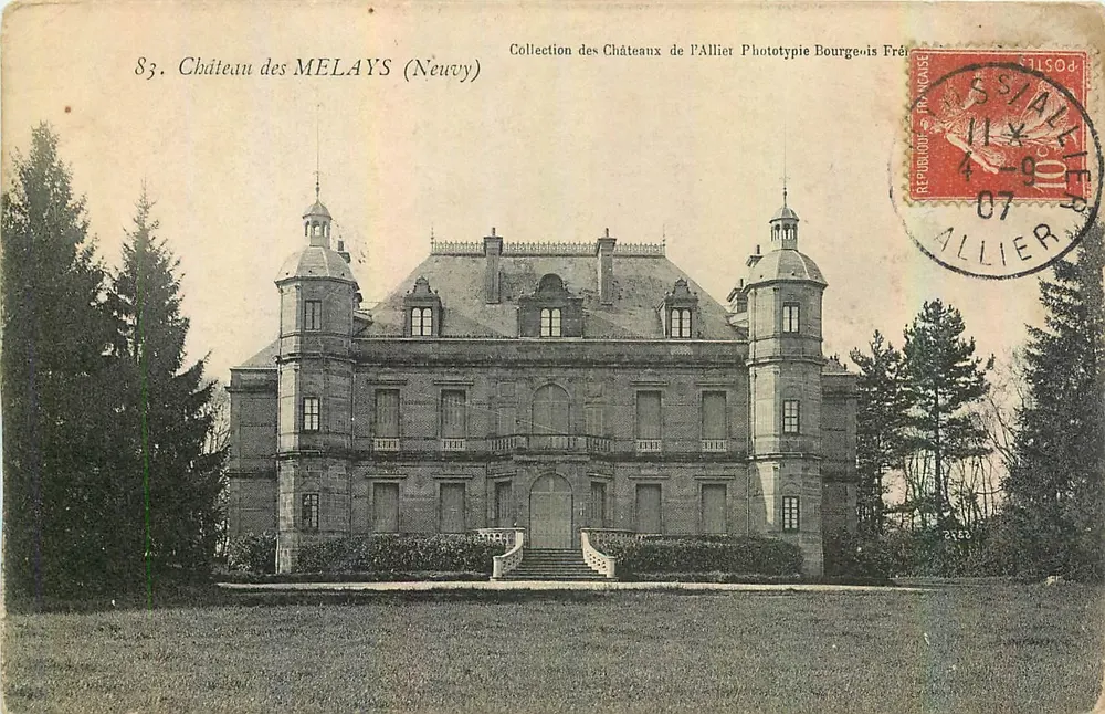 Castelo dos MELAYS (Neuzy) — Coleção dos Castelos do Allier, Fototipia Bourgeois Frères — n°83 - Frente