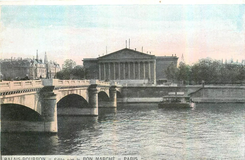 Palácio Bourbon — vista do ponte e do rio — editada pelo Bon Marché — Paris - Frente