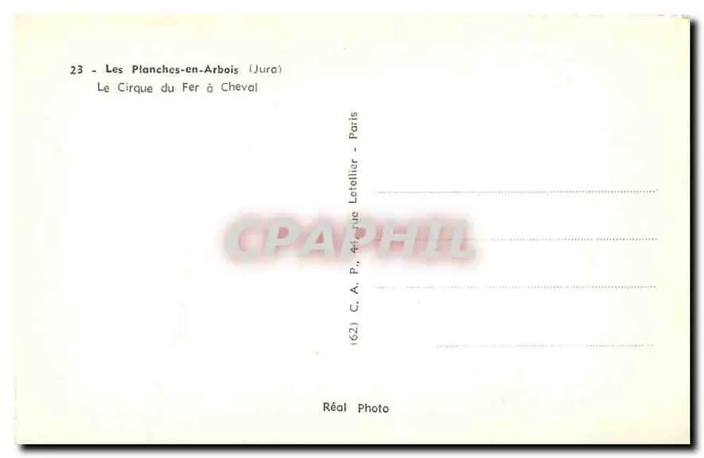 Il Circo del Ferro di Cavallo — Le Planches-en-Arbois (Jura) — C.A.P. Letellier, Parigi - Verso