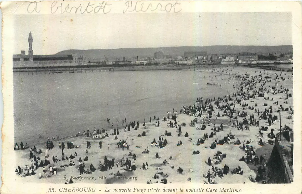 Cherbourg - Die neue Badezone vor der neuen Seestation — A. Bacquemin, Verlag Cherbourg, Nr. 55 - Vorderseite