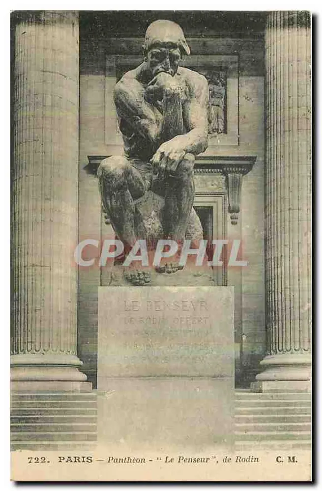 PARIS — Panthéon — "Le Penseur", de Rodin — C.M. n°722 - Anverso