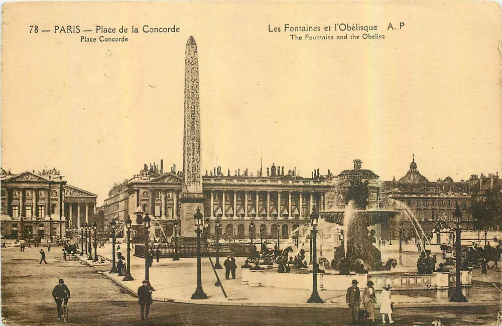 Paris — Place de la Concorde — Les Fontaines et l'Obélisque — A. P. - Recto