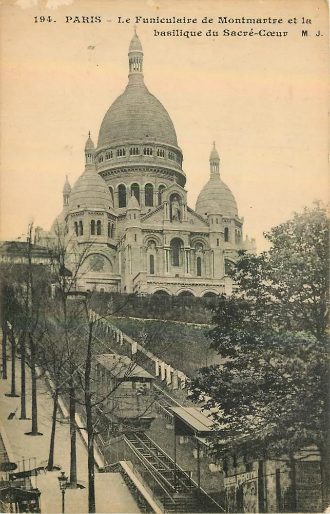 Paris – Der Funicular von Montmartre und die Basilika des Heiligen Herzens — M. J. - Vorderseite
