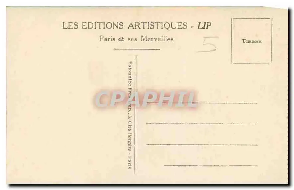 Arc de Triomphe — Paris — éditeur LIP - Verso