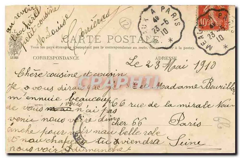 Paris — O Funicular de Montmartre — J. L. C. - Verso