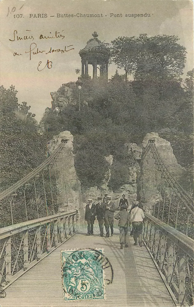 Paris — Buttes-Chaumont — Ponte suspensa — n°107 - Frente