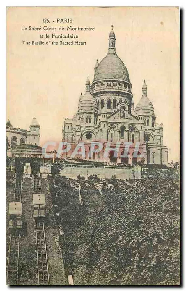 Paris - Le Sacré-Cœur de Montmartre et le Funiculaire — éditeur inconnu, n° 126 - Recto