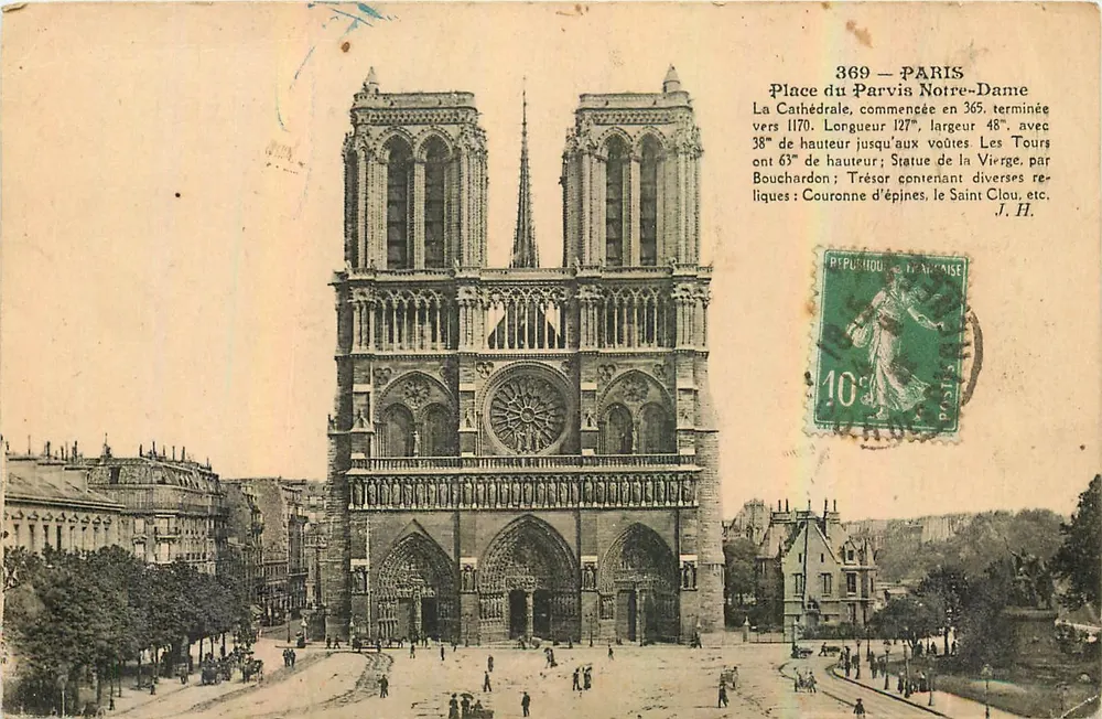 Notre-Dame de Paris — Catedral gótica — editor J. Hauser, n° 369 - Frente