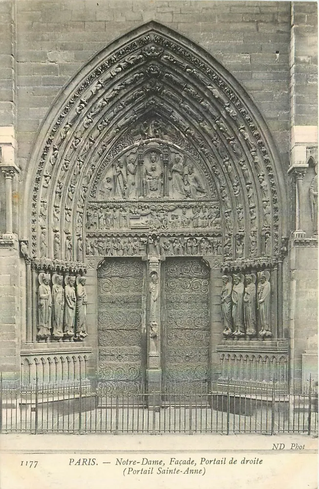 PARIS — Catedral de Notre-Dame, Facha, Portal derecho (Portal Santa Ana) — ND Phot, n° 1177 - Anverso