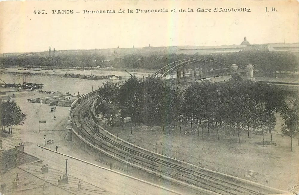 PARIS — Panorama de la Passerelle et de la Gare d'Austerlitz — J.H. n°497 - Recto
