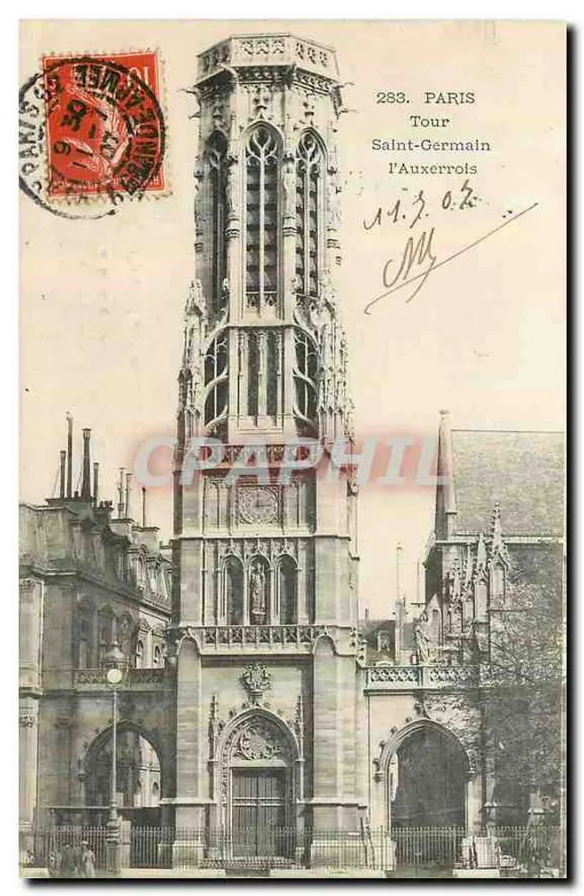 Torre Saint-Germain-l'Auxerrois — Paris — editor não identificado, n° de série 283 - Frente