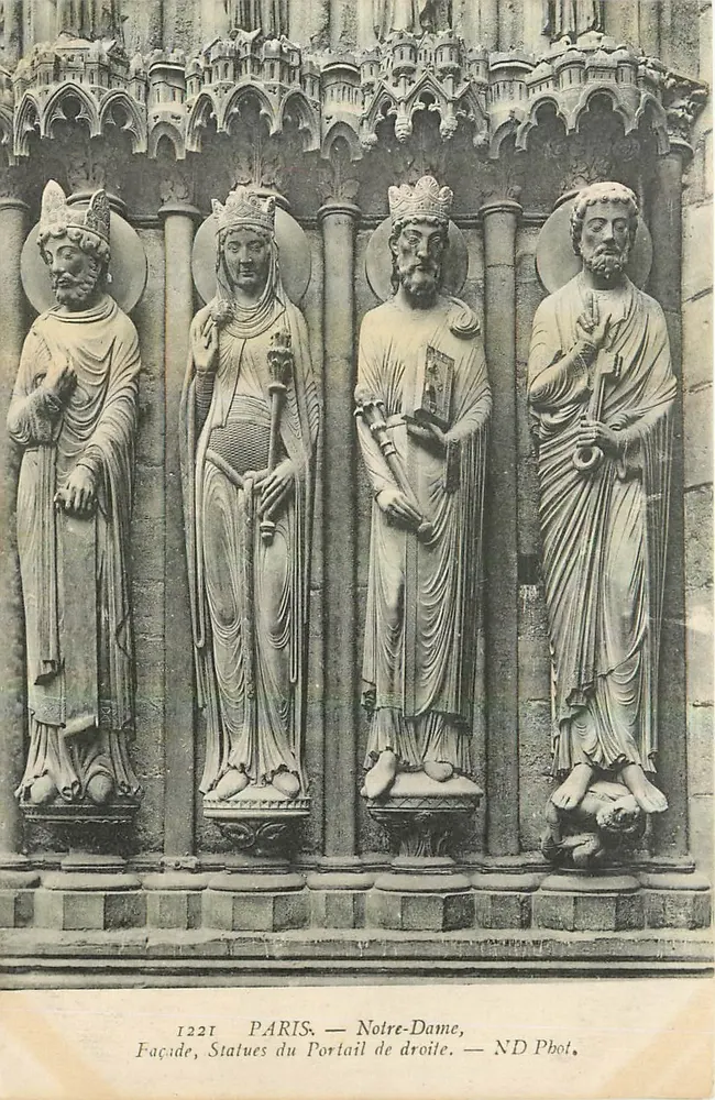 Paris — Notre-Dame, Façade, Statues du Portail de droite — ND Pbot. - Recto