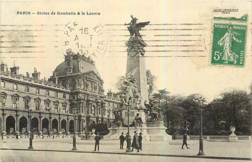 Paris — Estátua de Gambetta e o Louvre — Jules Séeberger - Frente