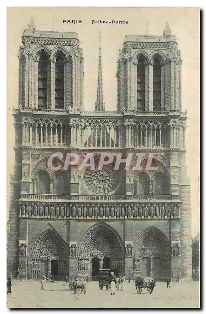 Paris - Catedral de Notre-Dame — vista da fachada gótica — editor: Moreau, Versailles - Frente